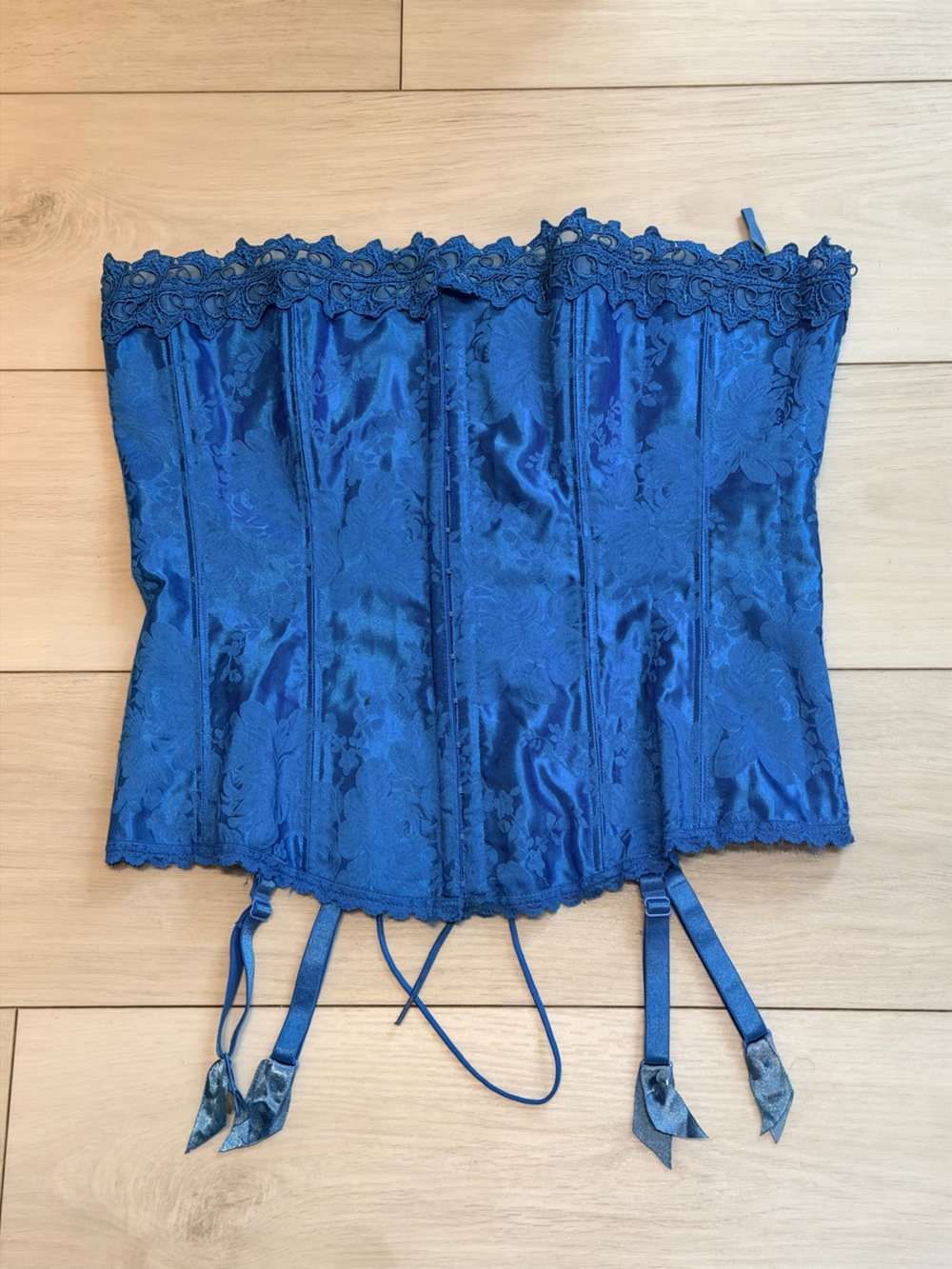 Frederick's of Hollywood Royal Blue Satin Lace Bustier